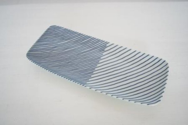画像2: 【白山陶器】重ね縞　長焼皿 (2)
